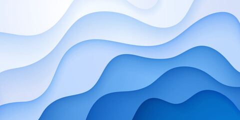 overlapping white and blue paper cut vector texture wavy abstract background