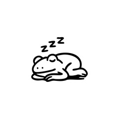 Simple black line drawing of a sleeping frog