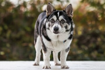 Portrait of a standing dog.