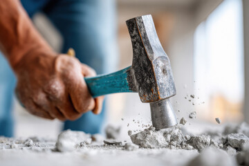 worker using hammer home renovation