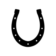 Black Horseshoe Icon - Vector Silhouette of a Lucky Symbol.