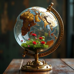  Miniature Terrarium Globes: A Glimpse of Nature Within Golden Earth