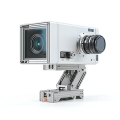 Machine vision camera focused on product for inspection with white background