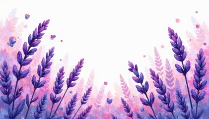 Vibrant watercolor lavender shapes, various compositions , blossom, element