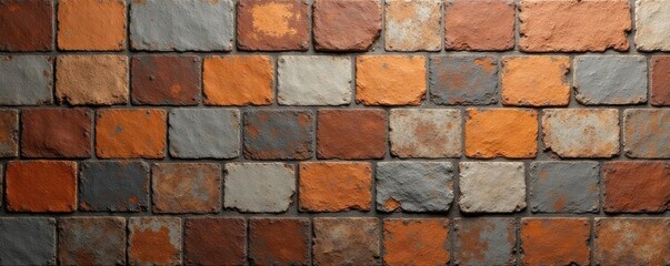Weathered patchwork of brown, gray, and rusty tiles Stone, concrete, cement wall texture , tile, cement, grungy