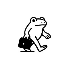 Cartoon frog carrying a briefcase
