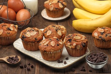 Muffin Pisang. Banana muffins are deliciously moist and tender. Made with ripe mashed bananas and simple pantry ingredients