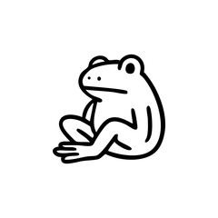 Simple black line drawing of a seated frog (1)