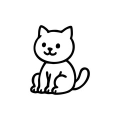 Simple black outline drawing of a seated cartoon cat