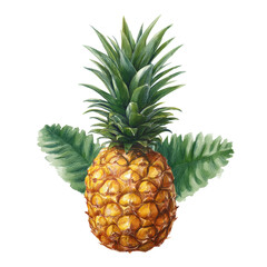 Fototapeta premium Botanical watercolor fresh pineapple transparent background