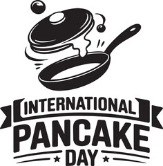 International pancake day celebration with flipping pancake in pan