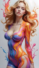  Vibrant Paint Splash Fashion: A Fusion of Color and Form
 * Dynamic Color Explosion: Artistic Liquid Attire Portraits