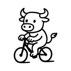 Cute bull riding a bike