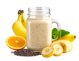 Vegan Smoothie in Jar with Fruit Toppings – PNG Transparent Background