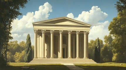 Obraz premium Neoclassical Temple in a Serene Landscape