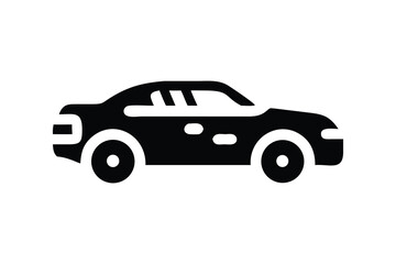 Sleek Black Sedan Icon: Modern, Minimalist Car Silhouette, Transportation Graphic, Vector Illustration