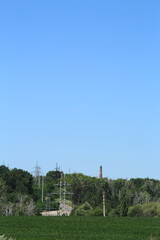 A field with power lines