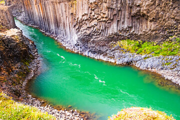 Studlagil Canyon on Iceland, amazing nature landscape