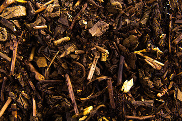 dried black tea texture background