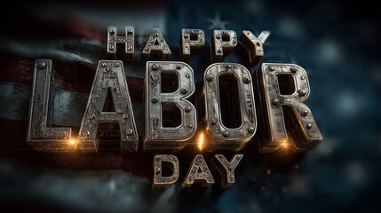 Industrial Metallic Typography for Happy Labor Day Celebration