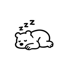 Simple black outline drawing of a sleeping bear