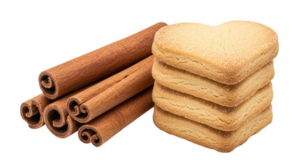 Isolated Cinnamon Sticks and Cookies
