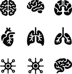High-Quality Medical Organ Symbols.