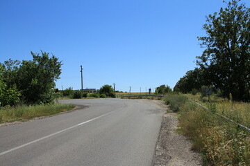 A road with grass and trees on both sides