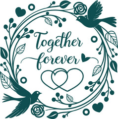 Soaring Lovebirds and Floral Heart Design for Enduring Togetherness Theme