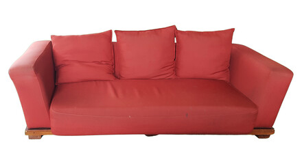 red long modern leather sofa