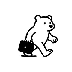 A cartoon polar bear carrying a briefcase