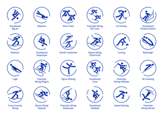 Winter sports icons set, vector pictograms