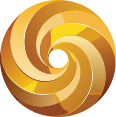 Abstract swirling golden ribbons forming a circular vortex with a white center
