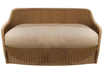 antique rattan sofa seat isolated object