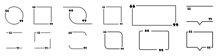 Set of quote frames including square, circle, rounded, and speech bubble designs. Ideal for comments, testimonials, messages, and social media use.