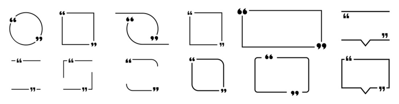 Set of quote frames including square, circle, rounded, and speech bubble designs. Ideal for comments, testimonials, messages, and social media use.