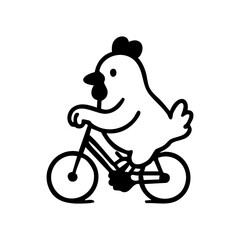 A cartoon chicken riding a bicycle