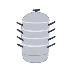 dumplings steamer pot cartoon vector illustration