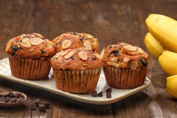 Muffin Pisang. Banana muffins are deliciously moist and tender. Made with ripe mashed bananas and simple pantry ingredients