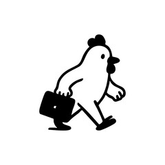 Obraz premium A stylized chicken character, walking with a briefcase