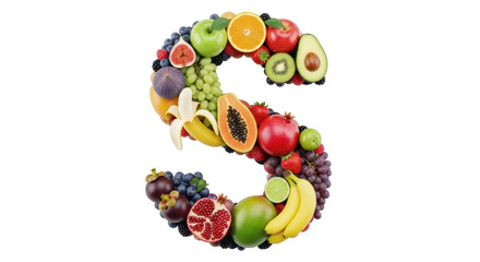 Isolated Letter S Made of Fruits
