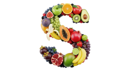 Isolated Letter S Made of Fruits