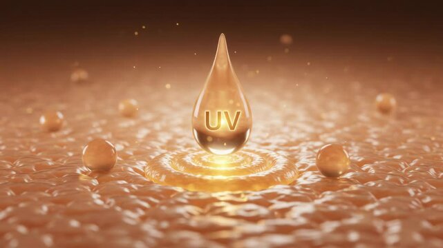 Gold Drop with UV Letters Representing Technology and Innovation