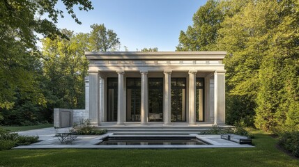 Obraz premium Neoclassical Pavilion in a Serene Woodland Setting