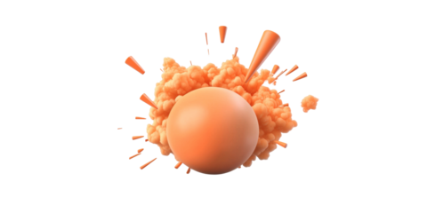 Abstract orange sphere and explosion on black background