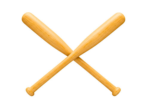 Two wooden baseball bats crossed in an x shape isolated on transparent background