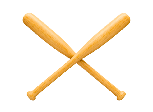 Two wooden baseball bats crossed in an x shape isolated on transparent background - Powered by Adobe