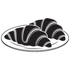 Layers of flakiness in design – Croissant silhouette shown in crisp Croissant vector – Croissant illustration


