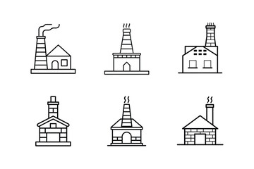 chimney plan line art vector illustration