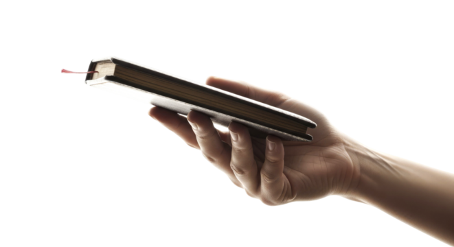 Hand Holding a Small Book: A Moment of Quiet Reflection and Study